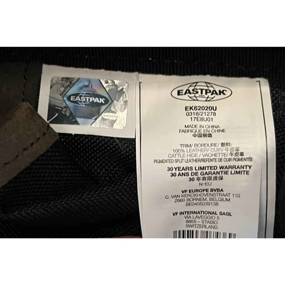 NWT Eastpak Backpack RAVEN AXER Black Cordura Canvas & Leather 24L Padded Pak'r
